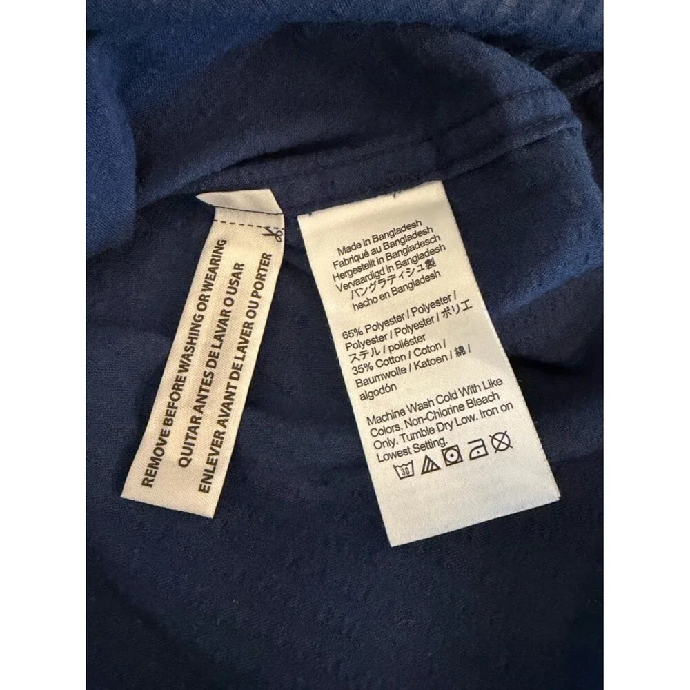 J.Crew Seersucker Shirt Mens Small Blue Polka Dot Slim Fit